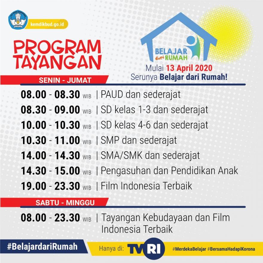 PROGRAM TAYANG JADWAL BELAJAR DIRUMAH 